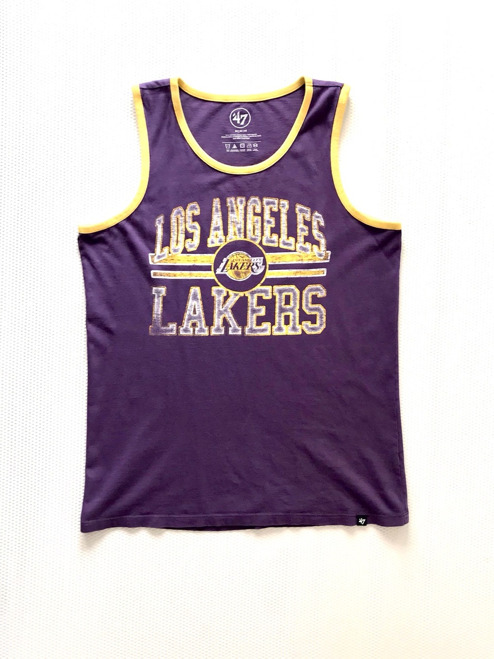 '47 Brand Lakers Logo Retro Cotton Tank Men's Medium Yellow Purple Retro